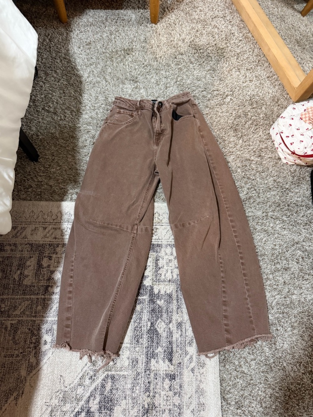 bohme Brown Straight-Leg Jeans with Frayed Hem